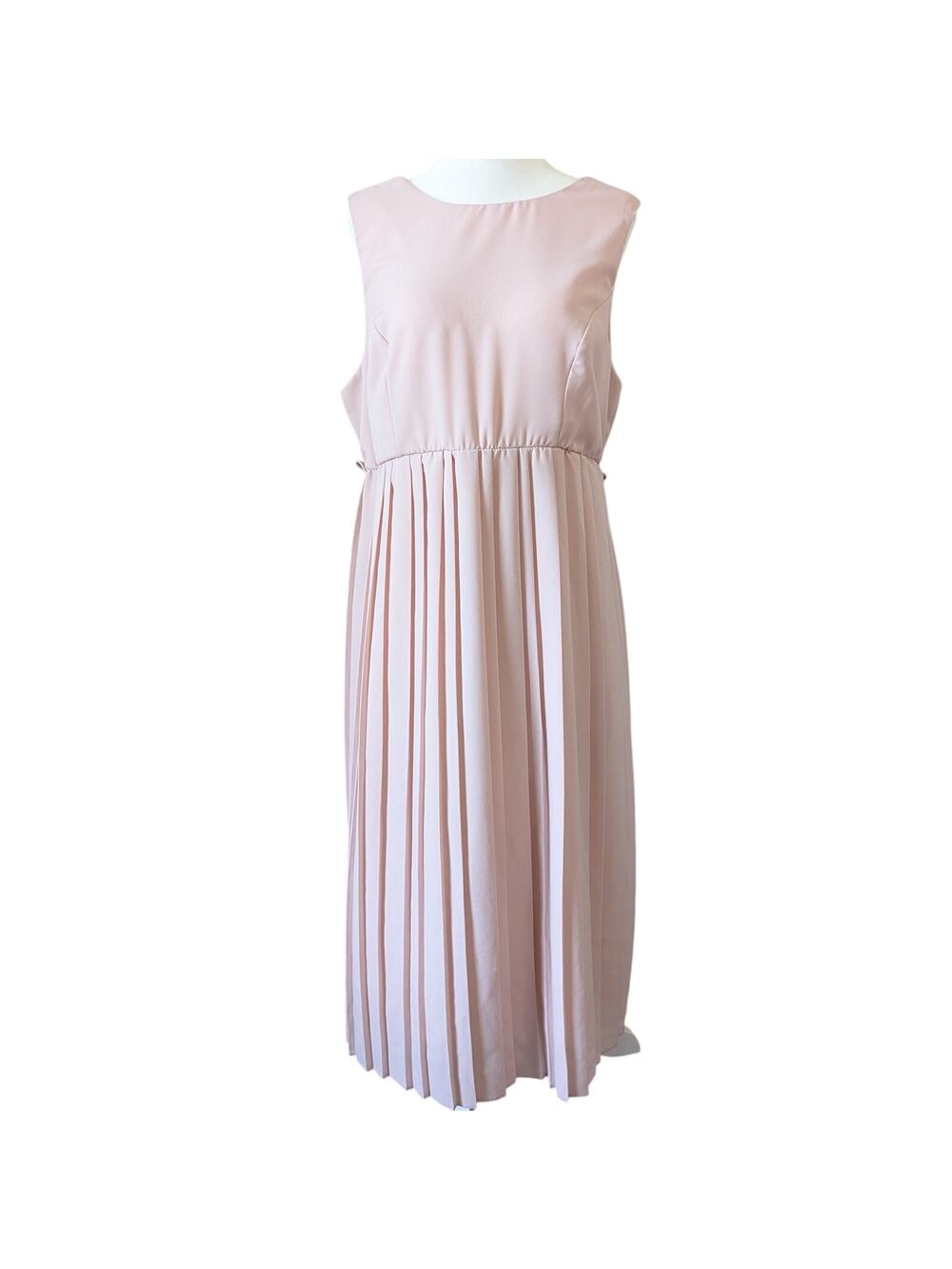 ASOS Maternity Blush Pink Midi Sleeveless Pleated Overlay Formal Dress Size 8
